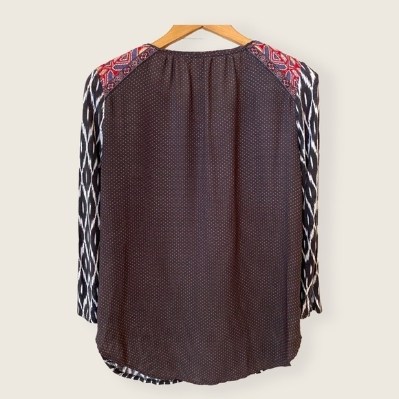 Anthropologie One September Embroidered Curved Hem Boho Tunic Top Size Small - Picture 5 of 6